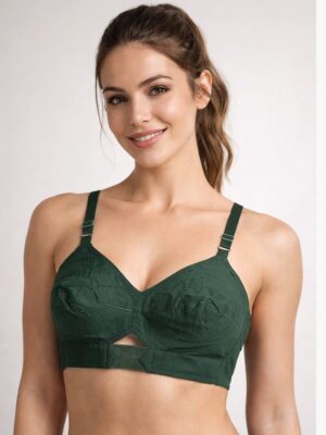 Women's Non-Padded Cotton Round Stitch Bra - Green