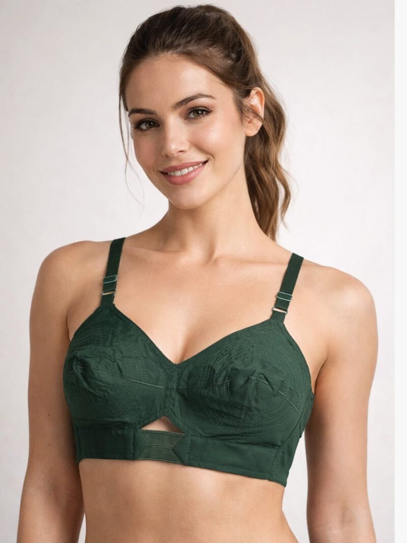 W-BR-202-05-GR-S-F Women's Non-Padded Cotton Round Stitch Bra - Green