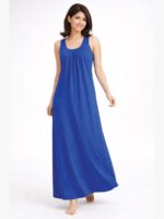 WS-SABBNA-02-RB-FREE-SIZE-23-b Women's Full-Length Cotton Slip Nightdress – Royal Blue
