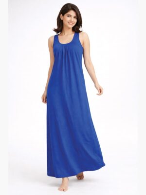 Women's Full-Length Cotton Slip Nightdress – Royal Blue