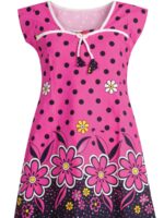 K-NY-216-01-PK-2Y-B. Kids Cotton Floral Printed Nighty - Pink
