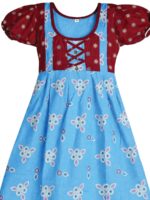 K-NY-239-19-BL-4-5Y-B. Girls Cotton Frock Nighty – Blue & Maroon
