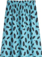 W-SK-212-04-TQ-FZ-b. Women's Satin Printed Maxi Skirt – Turquoise