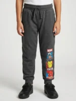 KB-PN-268-04-GY-7Y-f Boys Cotton Printed Jogger Pant - Grey