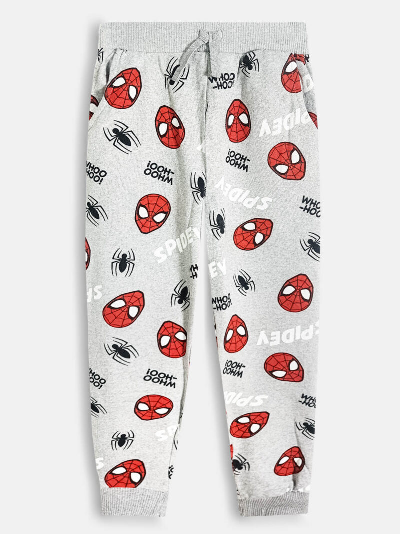 Boys Cotton Printed Jogger Pant - Grey