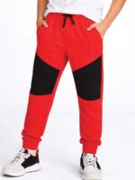 Boys Cotton Printed Jogger Pant - Red
