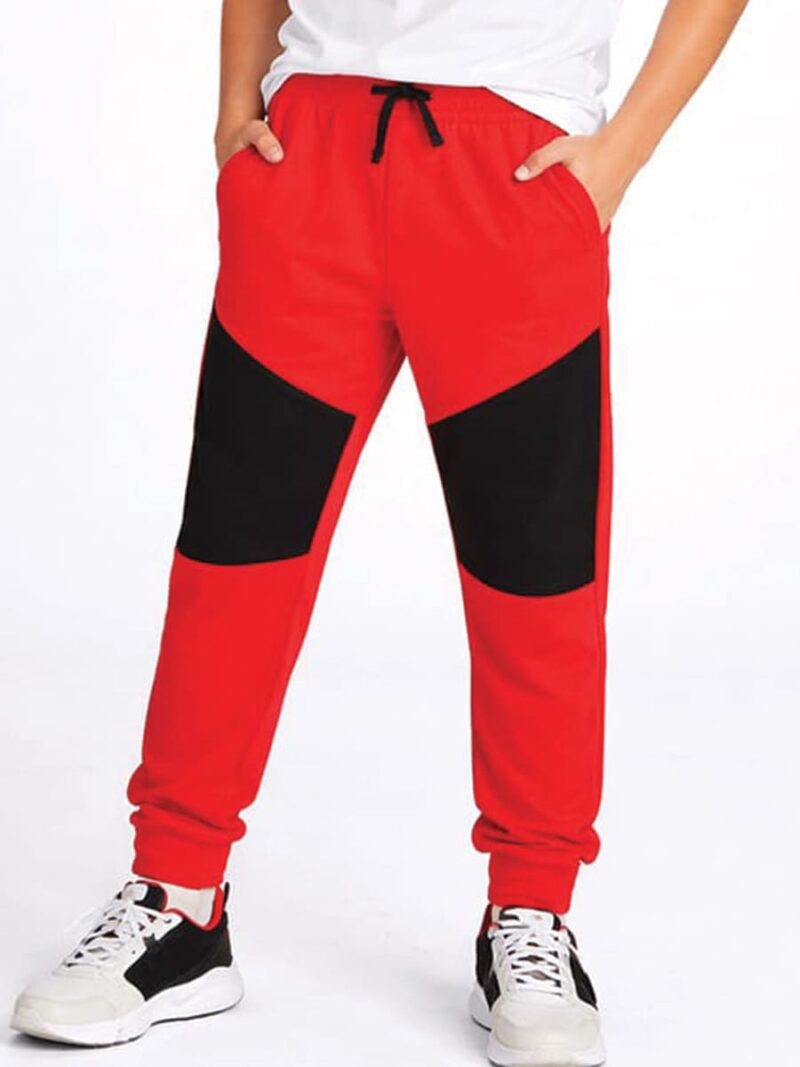 Boys Cotton Printed Jogger Pant - Red