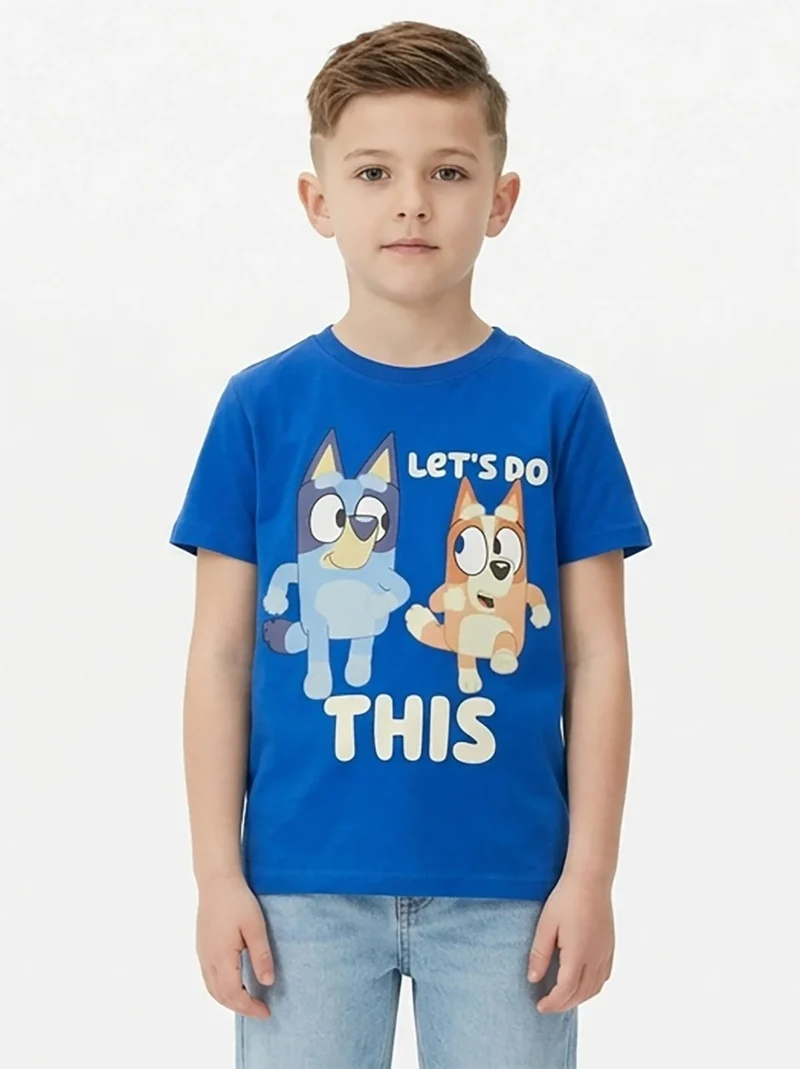 KB-TS-258-05-BL-6Y Boys Cotton Graphic T-Shirt Casual Wear -Blue