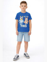 KB-TS-258-05-BL-6Y-b Boys Cotton Graphic T-Shirt Casual Wear -Blue