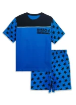 KB-TS-SET-259-04-BL-BK-14-15Y Boys Cotton Printed T-Shirt & Shorts Set - Blue