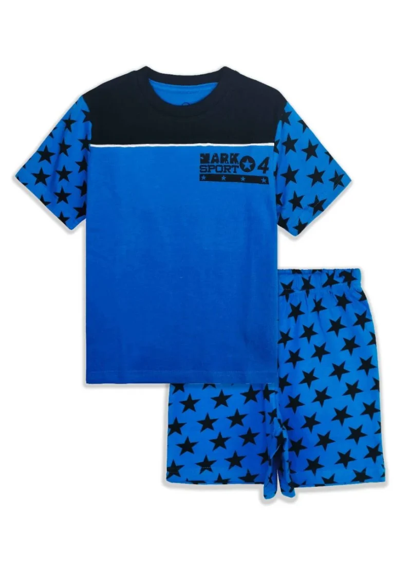 Boys Cotton Printed T-Shirt & Shorts Set - Blue