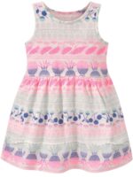 KG-FR-01-MT-1-2Y-B. Girls Cotton Sleeveless Frock Dress - Pink & Grey