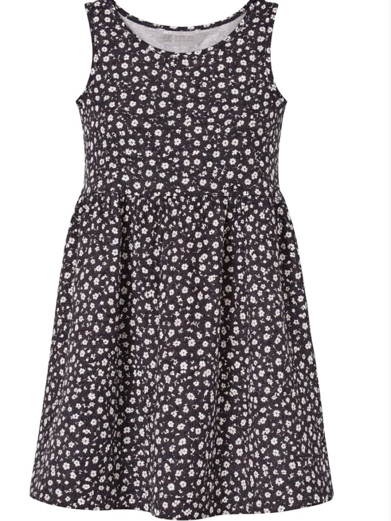 Girls Cotton Sleeveless Frock - Black