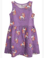 Girls Cotton Sleeveless Frock - Lavender