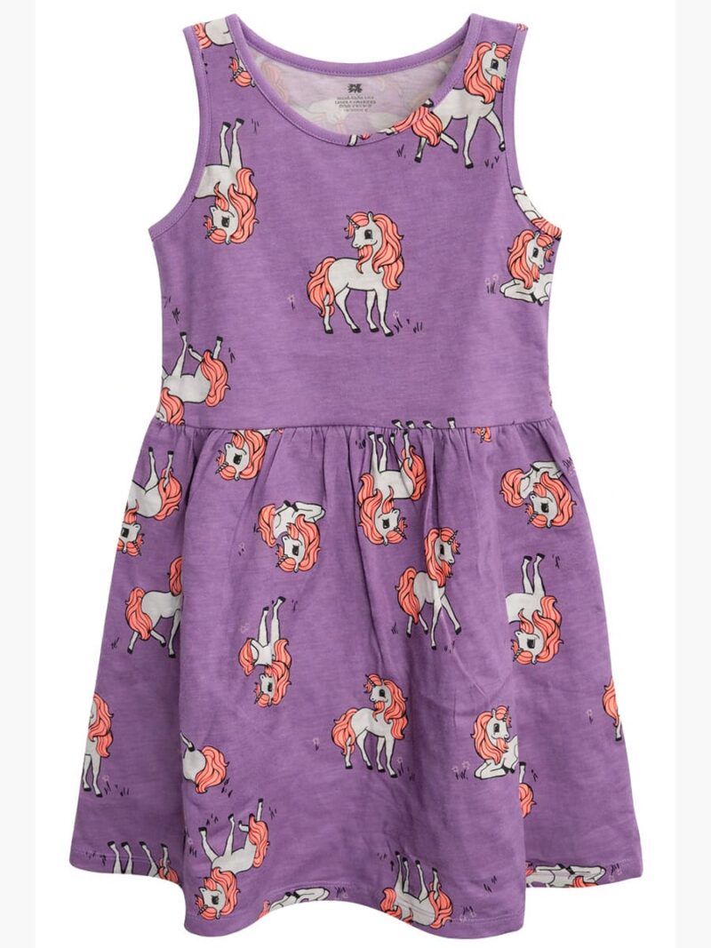 Girls Cotton Sleeveless Frock - Lavender