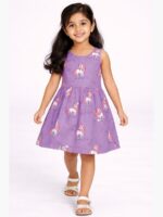 Girls Cotton Sleeveless Frock - Lavender