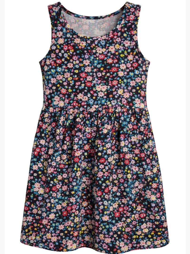 Girls Cotton Sleeveless Frock - Multicolor