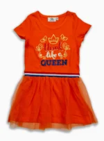 KG-FR-253-03-OR-7-8Y-F Girls Cotton Printed Frock Dress - Orange