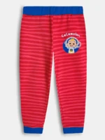 Girls Cotton Striped Pant -Red