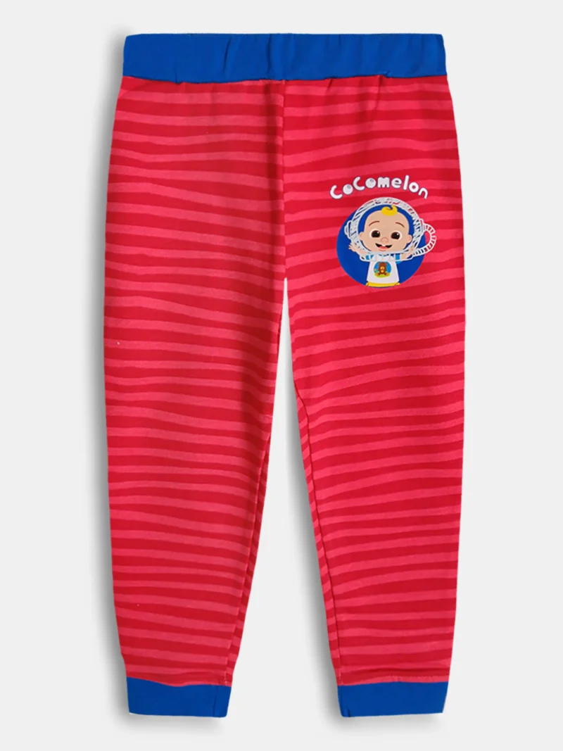 Girls Cotton Striped Pant -Red
