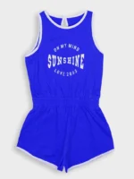 KG-RP-262-03-BL-6-7Y-b Girls Cotton Sleeveless Playsuit -Blue