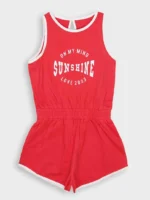 KG-RP-262-05-RD-6-7Y-b Girls Cotton Sleeveless Playsuit -Red