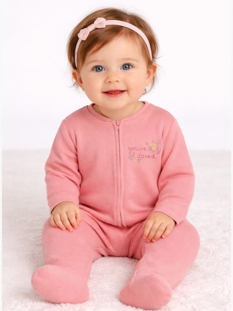 KG-RP-276-03-PC-9-12M-f Baby Cotton Zip Romper - Peach