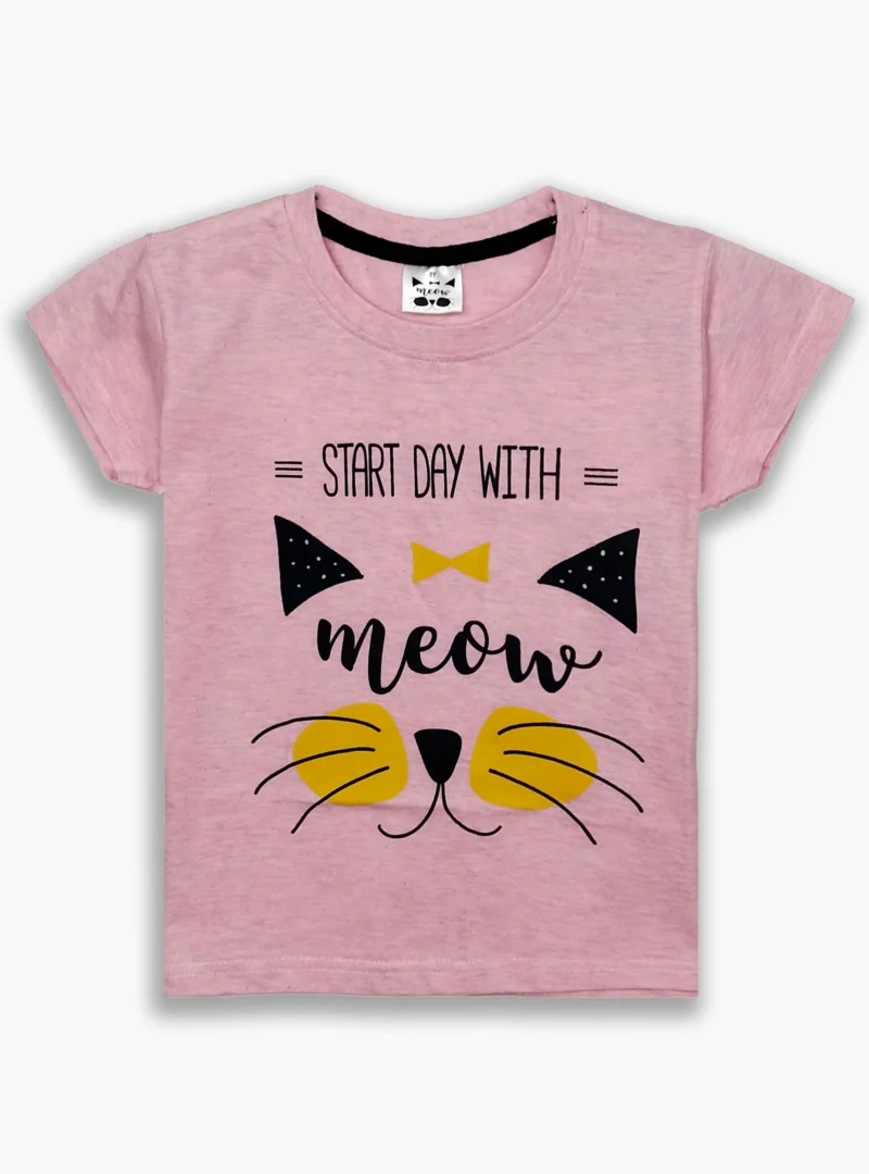 Girls Cotton T-Shirt & Shorts Set Pink Blue