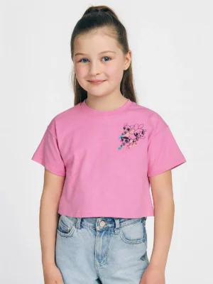 Girls Cotton Crop T-Shirt Casual Wear -Pink