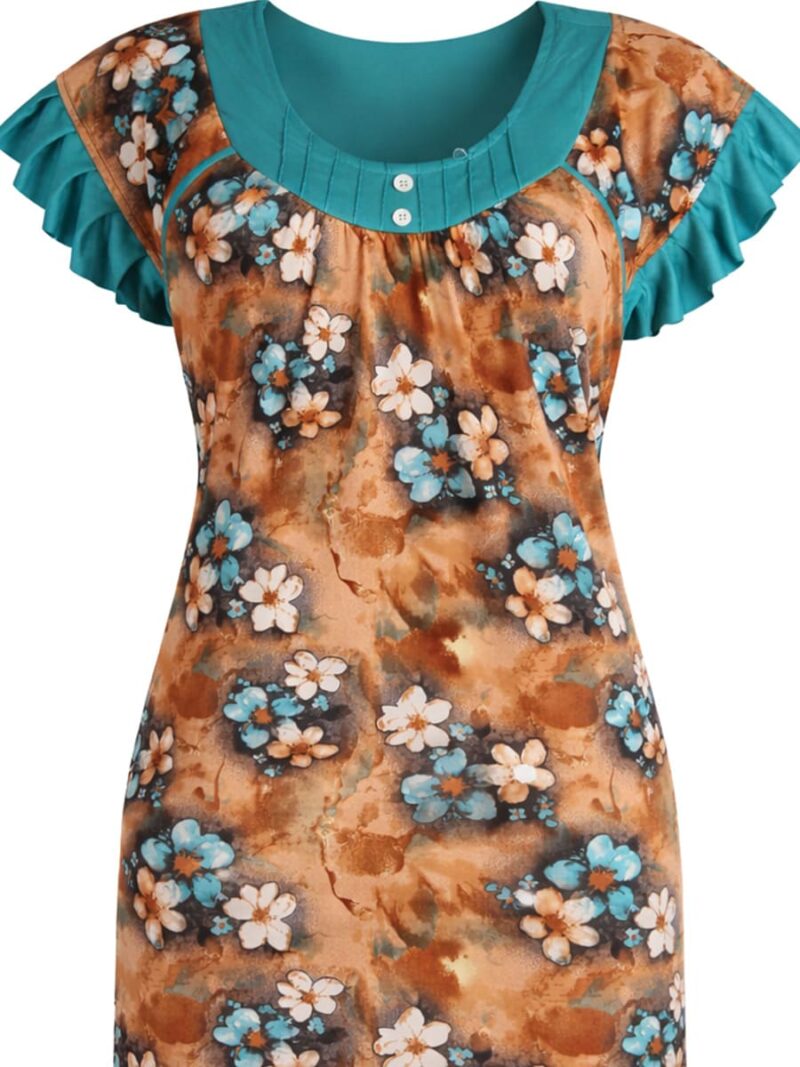 Women's Lycra Full Length Nighty - Brown