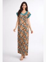 Women's Lycra Full Length Nighty - Brown