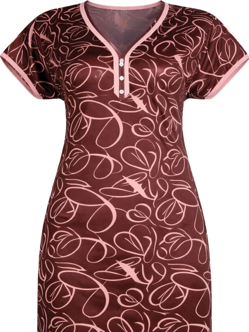 Women’s Lycra Printed Nighty -Coffee