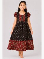 K-NY-300-52-CF-6-7Y-F Girls Cotton Frock Nighty - Coffee