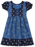 K-NY-300-57-SG-6-7Y-b. Girls Cotton Frock Nighty - Slate Gray