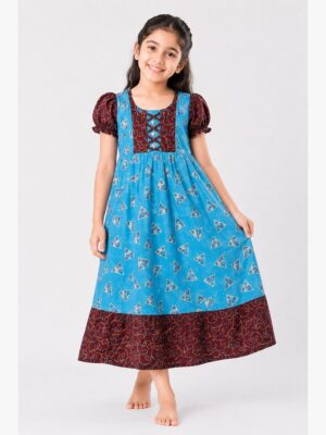Girls Cotton Frock Nighty - Blue