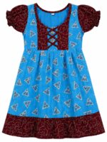 K-NY-300-62-BL-6-7Y-b. Girls Cotton Frock Nighty - Blue