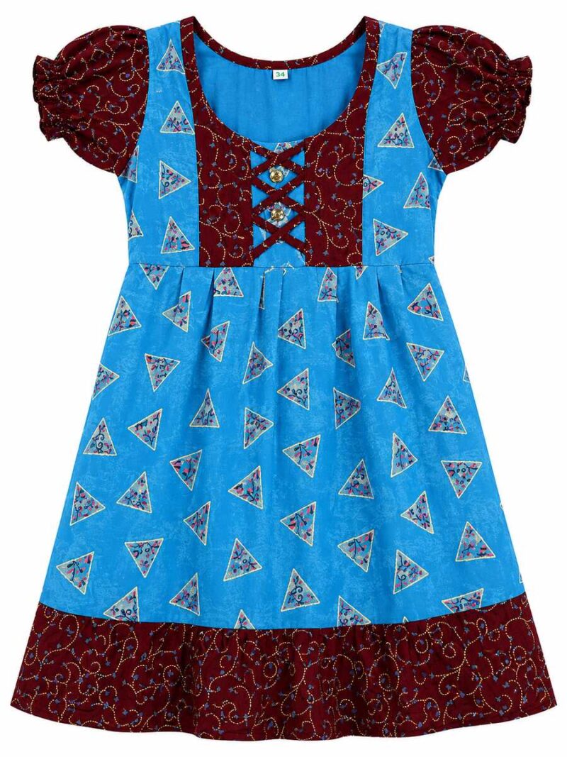 Girls Cotton Frock Nighty - Blue