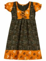 Girls Cotton Frock Nighty - Olive Green