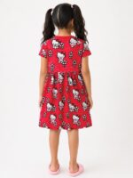 KG-FR-336-01-RD-7-8Y-B. Girls Cotton Printed Fit & Flare Frock - Red