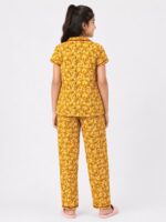 KG-NS-334-02-YL-10Y-B Shop girls printed cotton night suit in vibrant yellow design online.