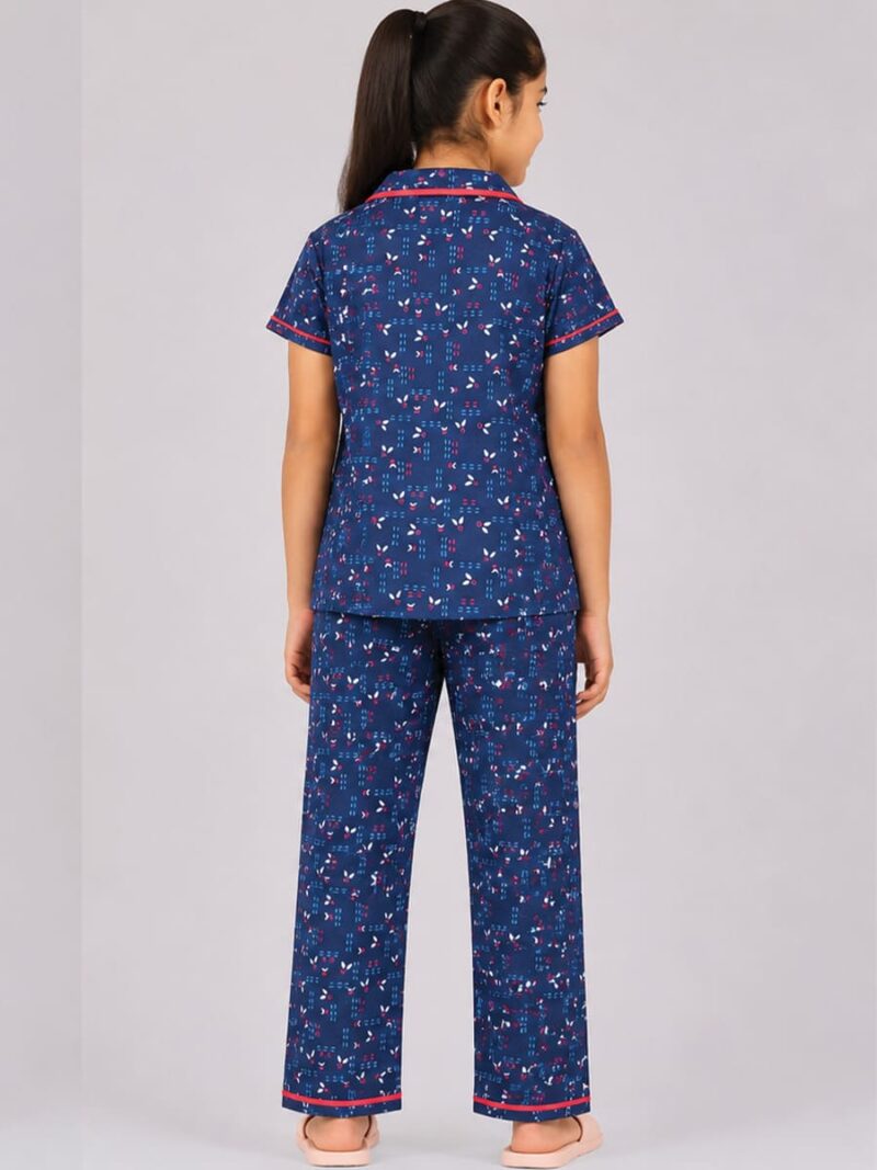 Buy blue printed cotton night suit for girls online