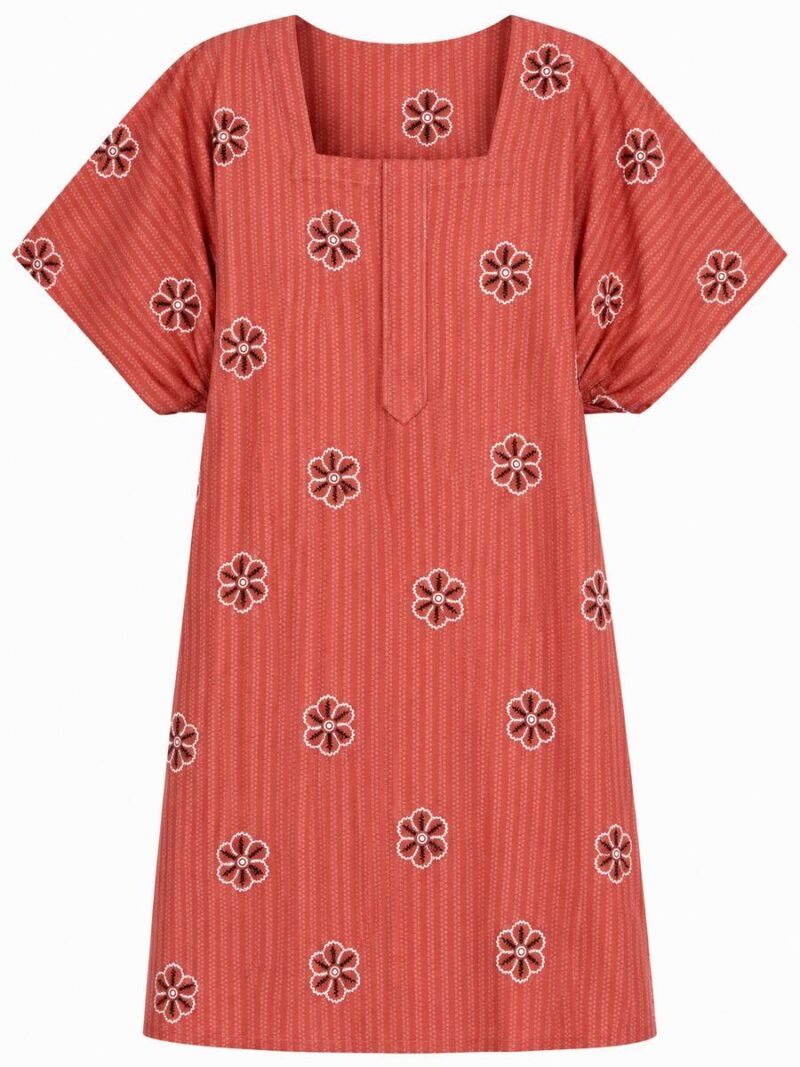 Women’s Cotton Printed Zip Nighty - Dust Pink