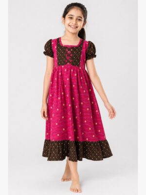 Girls Cotton Frock Nighty – Cerise