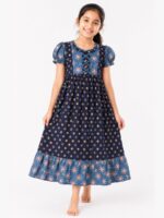 W-NY-300-16-NB-7-8Y-F Girls Cotton Frock Nighty – Navy Blue