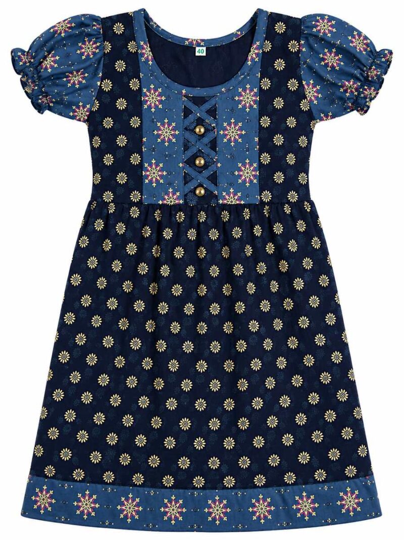 Girls Cotton Frock Nighty – Navy Blue