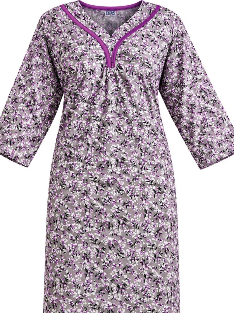 Women’s Lycra Printed Nighty - Tan