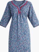 Women’s Lycra Printed Nighty - Slate Gray