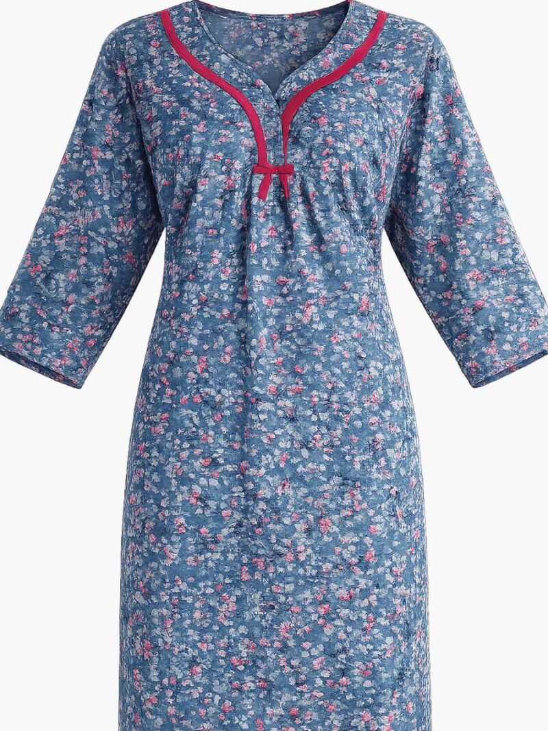 Women’s Lycra Printed Nighty - Slate Gray