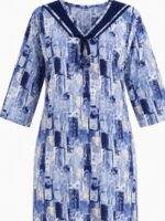 W-NY-322-01-BL-XXL-B. Women’s Lycra Printed Nighty - Blue