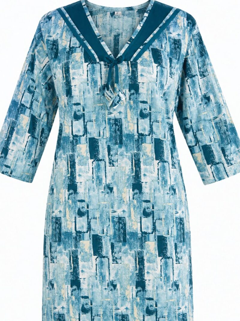Women’s Lycra Printed Nighty - Aqua